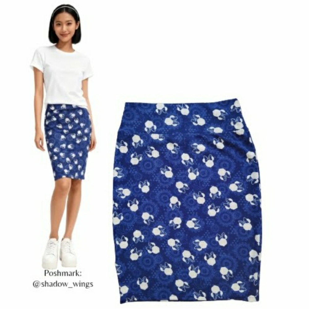 LuLaRoe Disney Blue Minnie Mouse Print Cassie Pencil Skirt - Size Medium - Picture 10 of 10